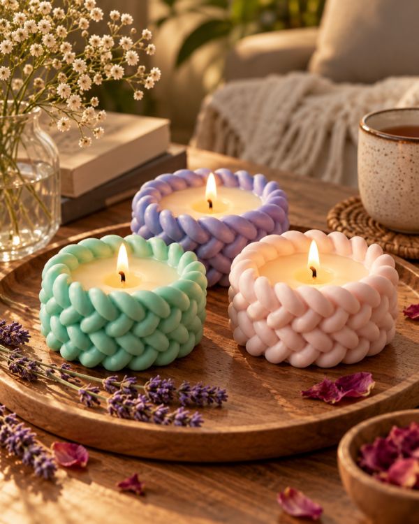 Woven Braided Luxury Candle for Festive Decor Woven Braided Luxury Candle for Festive Decor