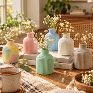 Jar candel concrete jar - multicolor tealight decor