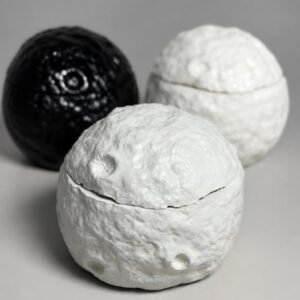 Moon jar black 2 concrete moon jar - minimalist home decor & organizer