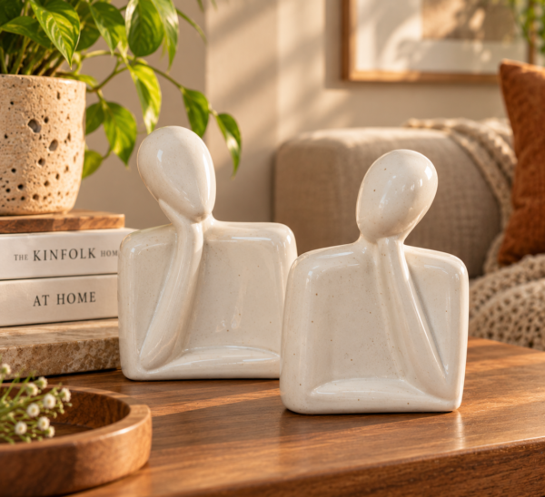 Contemplative Ceramic Figurines in a Cosy Interior Contemplative Ceramic Figurines in a Cosy Interior