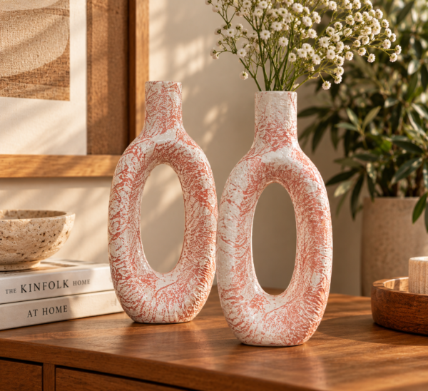 Sculptural Vases in Warm Interior Light Sculptural Vases in Warm Interior Light
